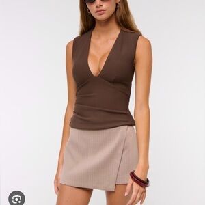 A&F Bra Free Plunge Ruched Top